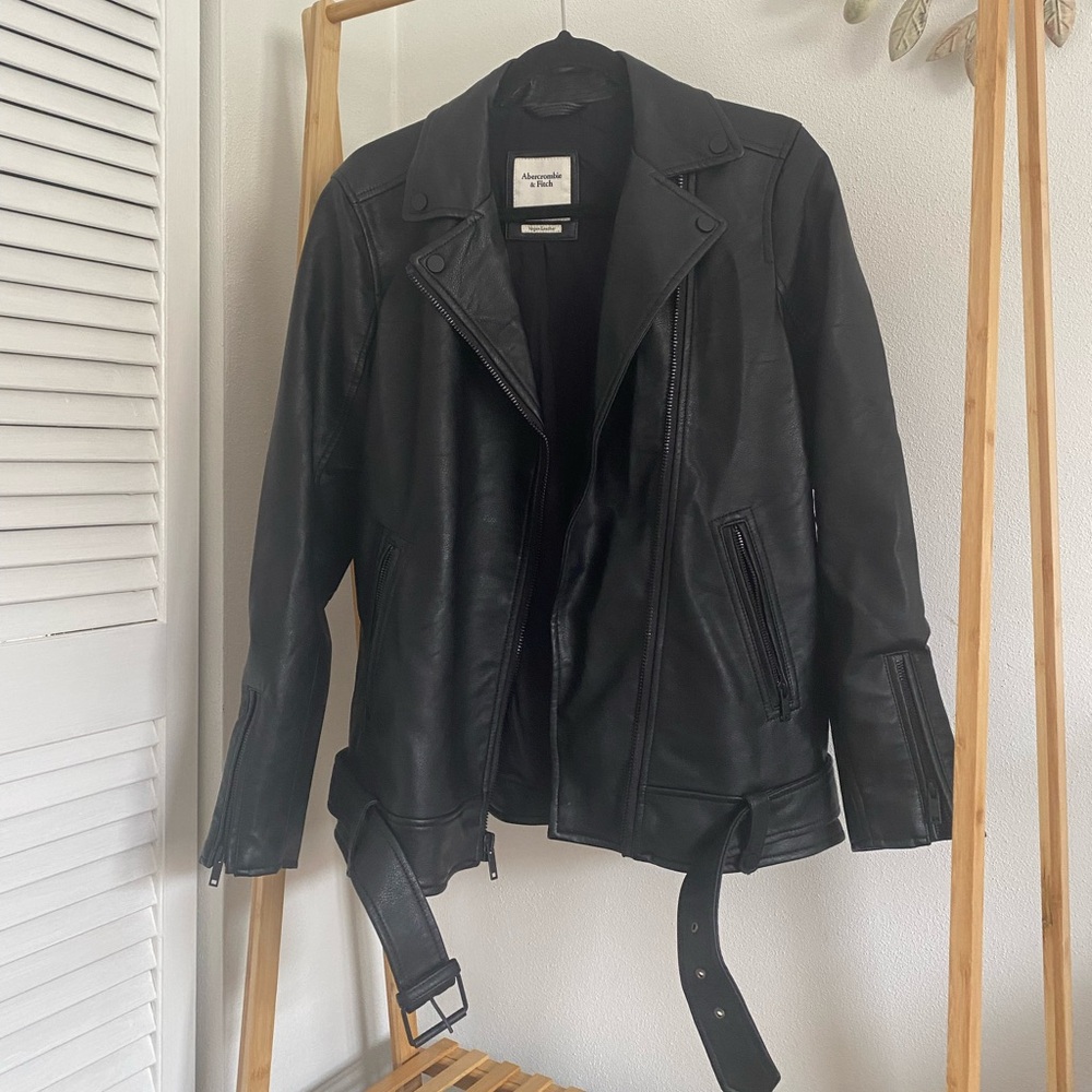 Black Leather Jacket Abercrombie